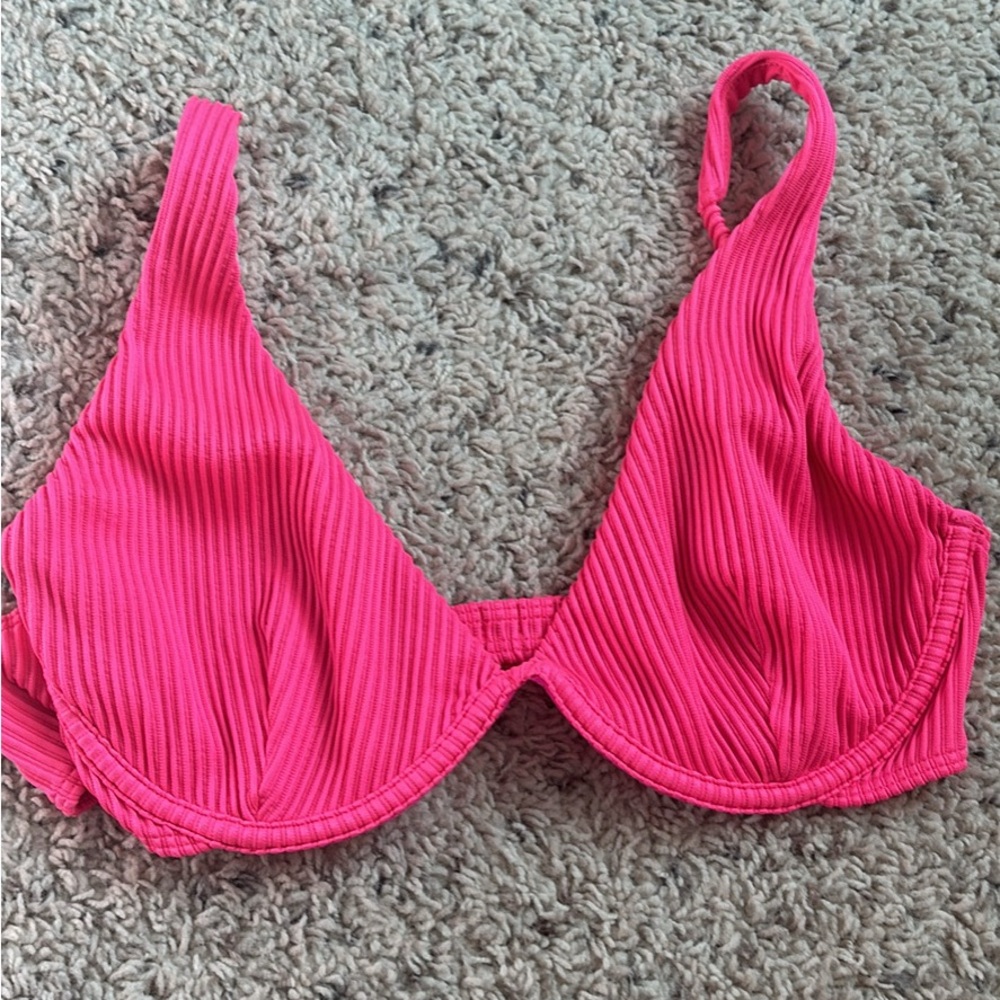 Hollister Pink Ribbed Bikini Top